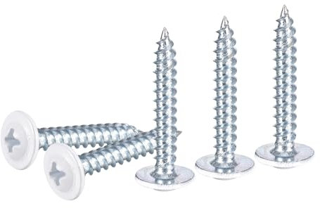 sourcing map 50Pcs #8x1 Phillips Head Self Tapping Screws, Carbon Steel Flat Head High Strength Quick Tapping Screws Wood Screw for Wood, Metal, Plastic, White