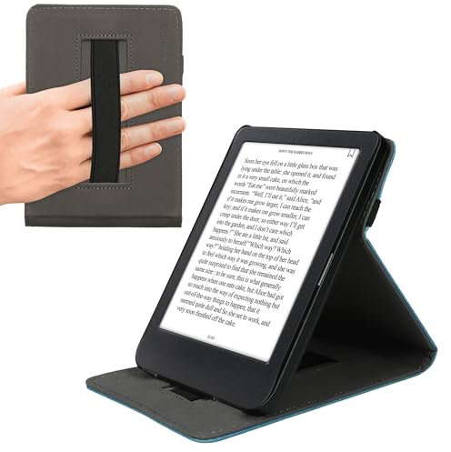 kwmobile Étui pour liseuse électronique Compatible avec Kobo Clara BW/Colour - Étui Housse Rabat liseuse Simili Cuir pétrole