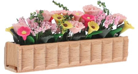 Generic Doll House Wooden Potted Flower Dolls Dollhouse Flowers Miniature Dollhouses Dollhouse Bathroom Small Fairies Basket Model Outdoor Fake Plants Dollhouse Window Boxes Colorful