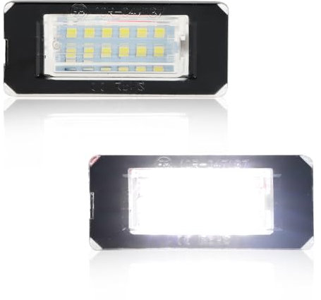 GSOWO LED Number Plate Light for Mini Coop-er R55 R56 R57 R58 R59 2007-2013, [18 SMD Chips] [Plug & Play], Rear Number License Plate Lamps, 2 PCS, White Light