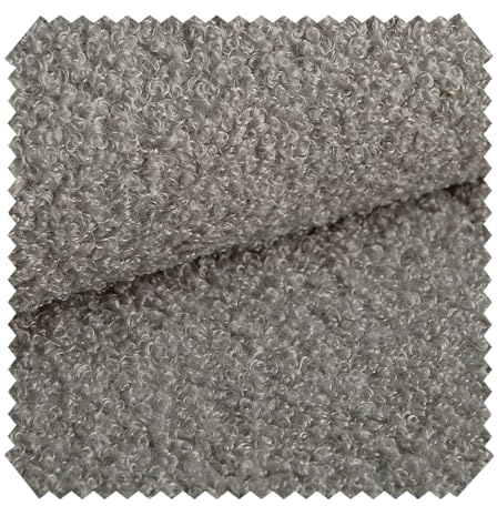 novely® CENTRO Kuschelweicher Bouclé-Stoff, voluminöser Möbelstoff, wasserabweisender und UV-beständiger Polsterstoff, Meterware 1 lfm | Farbe: 03 Graubeige