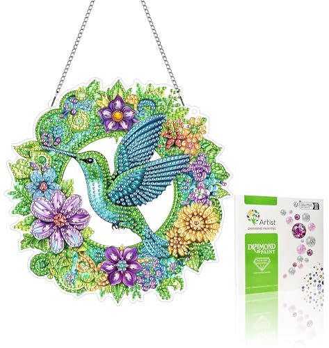 VAIIEYO 5D DIY Diamond Painting Anhänger Vogel,Tier Diamant Painting Bilder Malerei Kits mit Kett, Diamant Home Wand Decor Gemälde Diamond Dekoration, Veranda Fenster Wandbehang A20