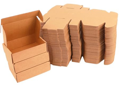 INNSPIRO Pack de 100 cajas de cartón Kraft Automontables medida Ext.137x92x42mm. Embalaje de regalos, envíos y almacenamiento.