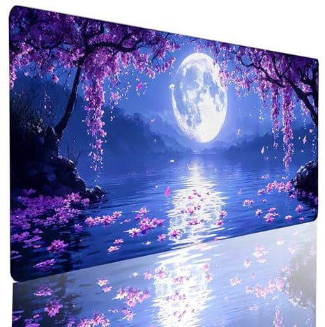 Mond Gaming Mauspad XXL 800x300x3mm, Mousepad Blau Schreibtischunterlage Wasserdicht Und rutschfest Mouspad mit VernäHten Kanten Verbessert PräZision und Geschwindigkeit Geeignet für BüRospiele MR-S