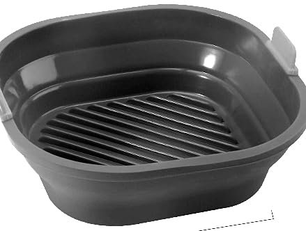 21cm Molde Silicona Freidora de Aire [Set de 2] - Estructura Acero Inoxidable Indeformable, Plegable y Reutilizable, Lavavajillas - Para Ninja/Philips/COSORI/Tefal/Russell Hobbs/Cecotec/Princess