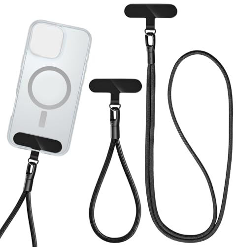 Siyrdxcbt 2 Paires de Dragonne avec Crochet Métal 360° Rotatif Amovible pour Portage Cou Poignet Tour de Cou Téléphone Cordon Téléphone Portable Compatible Tous Smartphones Travail Loisirs Sport