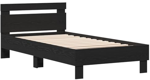 vidaXL Schwarzes Eichenbettgestell Schwarze Eiche Massivholz Eiche