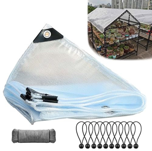 Telone trasparente con occhielli Telo Impermeabile PVC Telone Retinato Copertura Protezione Vegetale Telone antipolvere di Mobili da Giardino(1x3.0m)