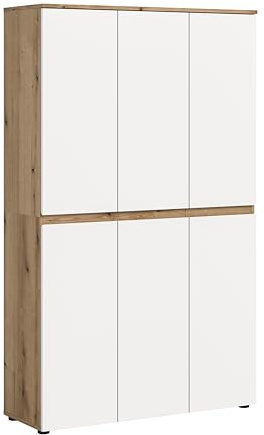 xonox.home - Universalschrank Scarpa 105x175x37cm in Front weiß Korpus Evoke Oak - Mehrzweckschrank Schrank Hochschrank Haushaltsschrank