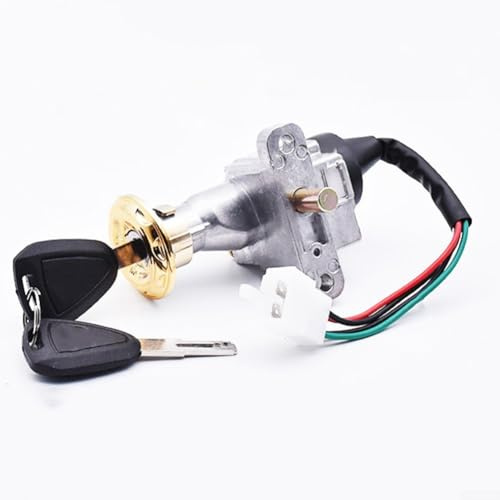 Yhenlovtt Aluminum On/off Electric for Bicycle Ignition Alloy Lock Having for Holder Key Battery Head Type E-bikes Replacement Security Switch (2 (4-WIRE TYPEA)