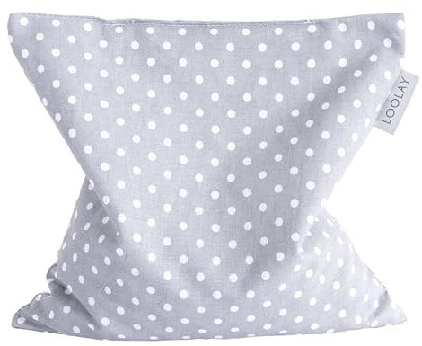 LOOLAY Kirschkernkissen Mikrowelle 20x20 cm – Wärmekissen aus 100% Baumwolle – Kirschkern Kissen Ideal bei Muskelverspannungen oder Menstruationsbeschwerden (pünktchen grau)