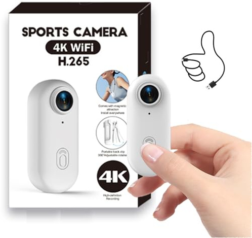 TKMARS 4K Mini Action Kamera WLAN, 36g Leichte Bodycam mit Magnet & Clip | 120° Weitwinkel, 30 m wasserdicht, 90 Min. Aufnahme, POV Sportkamera für Fahrrad, Motorrad, Tauchen & Outdoor