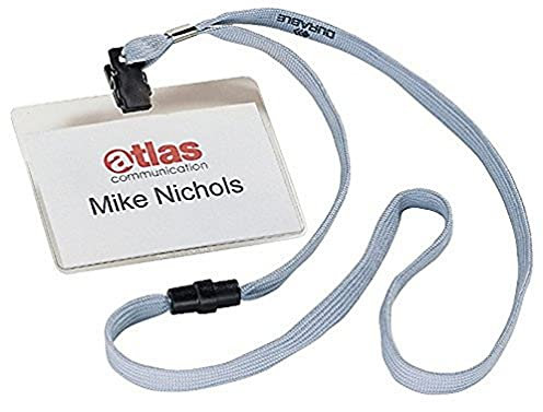 Durable Namensschild (mit Textilband, 10, 60 x 90 mm, Bandlänge 44 cm) Packung à 10 Stück, grau, 813910
