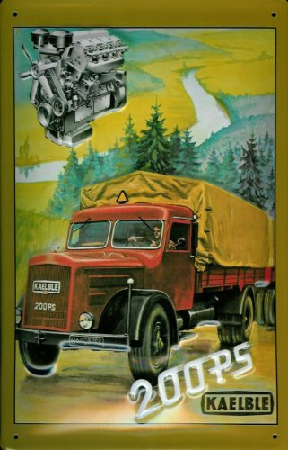 Buddel-Bini Versand Blechschild Kaelble LKW 200 PS Nostalgieschild Schild Retro Werbeschild