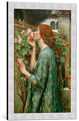 kunst für alle Bild mit Bilder-Rahmen: John William Waterhouse Die Seele der Rose - dekorativer Kunstdruck, hochwertig gerahmt, 40x60 cm, Silber gebürstet