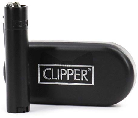 PatchouliWorld Clipper Feuerzeug - Edition Metal Flint - All Black - Matt Schwarz (Mattschwarz)