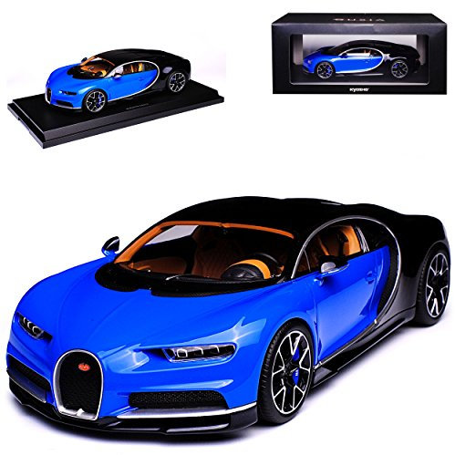 Kyosho Bugatti Chiron Coupe Blau mit Schwarz Ab 2016 1/18 Modell Auto mit individiuellem Wunschkennzeichen
