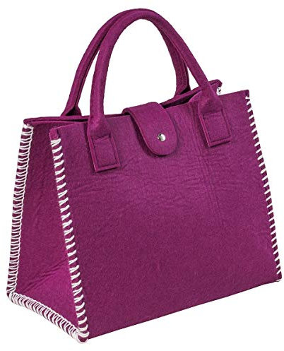 LaFiore24 Filz Einkaufstasche Damen Shopper Handtasche Henkeltasche Festival brombeere