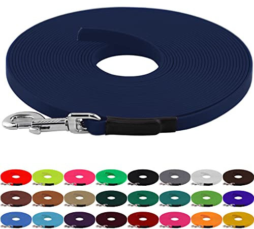 LENNIE BioThane Schleppleine, 13mm, Hunde 15-25kg, 3m lang, ohne Handschlaufe, Marineblau, genäht