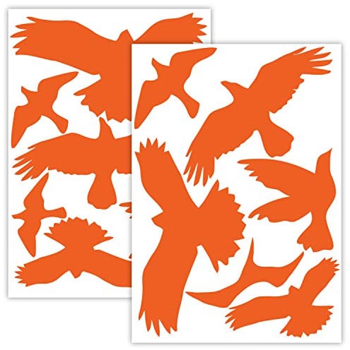 WANDKIND Vogelschutz und Fensterschutz - 13 Aufkleber - Schutz vor Vogelschlag - Sticker Vögel (Orange)