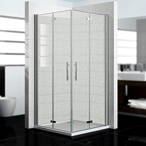 dedeco Eck-Duschrückwand wasserfest Motiv: Fliesen V5, 2 x 90x200 cm, als Badrückwand zum Fliesenersatz, als Dekorwand, Wandverkleidung und Duschplatte aus Aluminium - Made in Germany