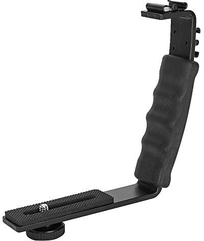 Entatial Blitzschiene, Blitzschuh Halterung, Kamera L Halterung L Einfassung Video Grip Blitz L-Halterung Dual Hot Shoes Halterung Adapter Halterung für DV Mikrofon LED Licht