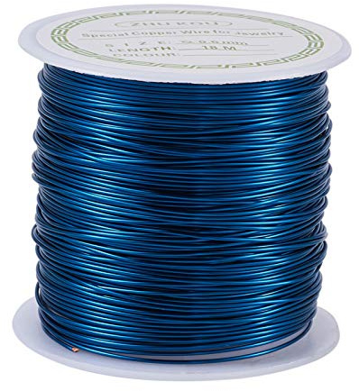Pandahall 60 Feet Tarnish Resistant Copper Wire 22 Gauge Jewelry Beading Craft Wire for Jewelry Making (Marine Blue)