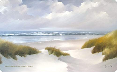 RFB312 | Frühstücksbrettchen Düne mit Wolken | 23,5 x 14,5cm | Brettchen mit Spruch/Motiv | als Geschenk oder selber behalten