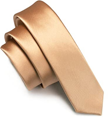 JEMYGINS Krawatte Herren Schmale 5CM Satin Champagner-Gold in Seide Hochzeit Schlips