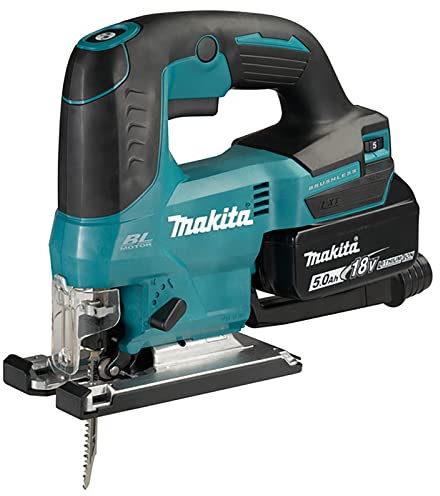 Makita DJV184RTJ 18V Li-Ion LXT Brushless Jigsaw completo di 2 batterie da 5,0 Ah e caricatore fornito in una custodia Makpac