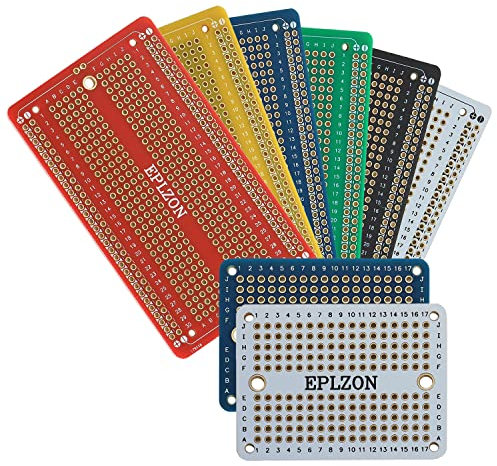 EPLZON Plated PCB Solder-able Breadboard for Electronics Projects Compatible with Arduino Soldering Projects 2.05x3.5 & 2.0x1.5(Pack of 6 + 2 Board,Multicolor)
