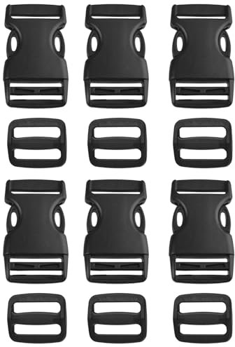 TRIWONDER Steckschnallen 20 mm 25 mm 38 mm 50 mm, Kunststoff Klickverschluss Steckschließer Steckschnalle Ersatzschnalle für Rucksack, Gurtbänder (25mm, Schwarz - 6 Stück)