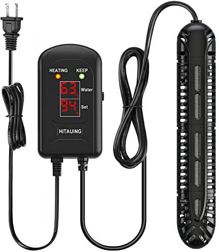 HiTauing Aquarium Heizung, 200W Aquarium Heizstabr mit LED-Digitalanzeige & 5 Sicherheitsschutz, Tauchbare Aquariumheizer mit 2 Saugnäpfen und 5.9Ft Kabel für 20-40 Gallonen Fischbecken.