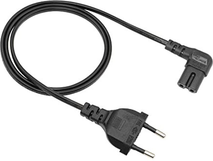Euro-Stecker auf C7-Buchse Netzkabel YACSEJAO 2-polig 90 Grad EU European C7 Figure of 8 Netzkabel, IEC 320, Schwarz, 1 m