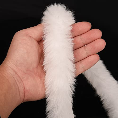 MFUOE 16ft Christmas Faux Fur Ribbon Trim White Faux Fur Ribbon Cotton Sewing Trimmings Furry Accessories Winding Garland (16 Feet)