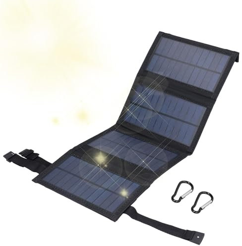 20W USB Foldable Solar Panel, Portable Solar Charger 20W Foldable Solar Panel with 5V USB for SmartPhone, Tablet, Laptop, Camera Waterproof Solar Cells Charger for Outdoor Use (Black)