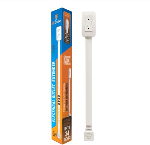 EZ Outlet Socket Extension, Access to Hard to Reach Outputs, USB-A, USB-C and 2 AC Outlets, Extends from 22 to 34, 180° Rotation, Use Behind Sofas