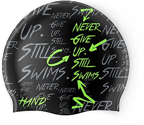 HAND SPORT Give Up, Cuffia in Silicone, Cuffia Piscina, Cuffia Nuoto, Taglia Unica