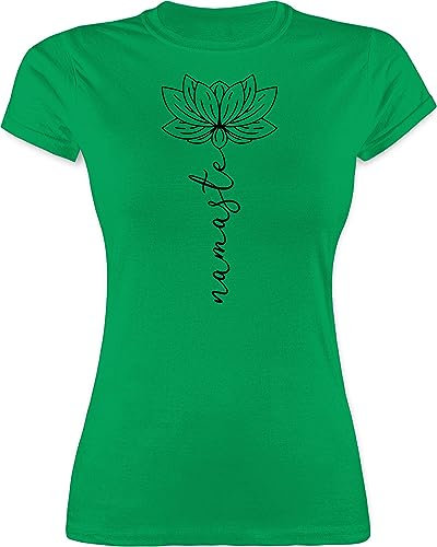 Shirt Damen - und Wellness - Namaste Lotusblüte I Geschenk Yoga - M - Grün - yogashirth Yoga-Bekleidung Meditation Lotus Tshirt Geschenke für Frauen Yoga-t-Shirt spirituelle Hippi t-Shirts