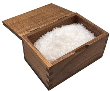 Itomoyo Acacia Wood Salt Box with Flip Lid - Perfect for Kosher, Maldon, Celtic Sea Salt & More - 20 oz. (5.5 x 3.5 x 3.25) TikTok Box