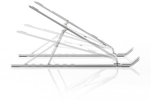 InnovaGoods® Soporte portatil de Aluminio, Soporte portatil Mesa Antideslizante Plegable, Soporte para Portatil Ajustable 7 Niveles de inclinación, Elevador portatil para Tablets, kindles, móviles.