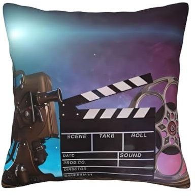 DEHIWI Movies Clapperboard Throw Pillow Covers 20X20 Soft Cozy Pillows Case Morden Decorative Cushion Cover For All Season Sofa Couch Bedroom Living Room