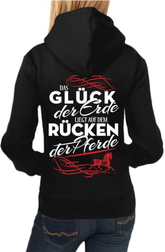 Spaß Kostet Frauen Kapuzenpullover Pferdesprüche Das Glück Dieser Erde liegt auf dem Rücken der Pferde Größe XS - XXL
