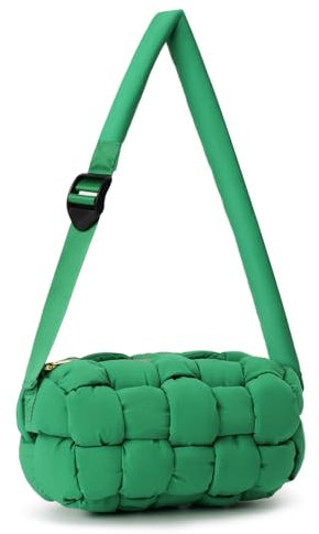 NAARIIAN Puffer Tote Bag Handmade Woven Small Shoulder Bag Lightweight Puffy Dupe Purse Trendy Hobo Dumpling Handtaschen, Grün , Small