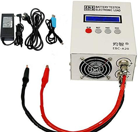 Begoniape Comprobador de capacidad de batería con función de carga y descarga, comprobador de batería, pantalla LCD, capacidad de batería, comprobador para baterías de litio, baterías de plomo EBC-A20