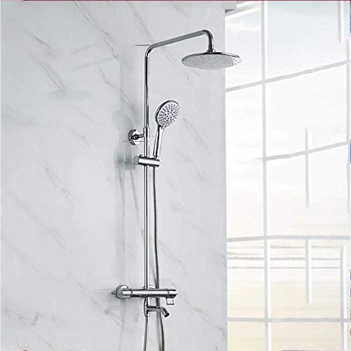 ZHDLdpUK Thermostat Shower System, Circle Thermostatic Shower Mixer with Shower Head And Hand Held Shower Shower System Adapt To Different Water Heaters,Adaptation Electric heater