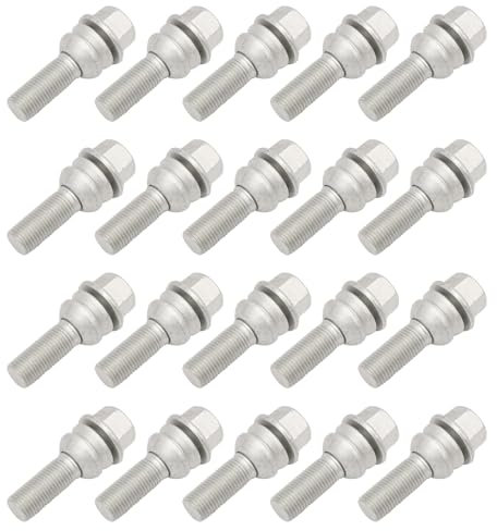 Konuooer 20xRadschrauben Radbolzen Kegelbund Silber M14x1,5 Kompatibel mit Q7 quattro 9PA 92A Amarok Transporter, Radbefestigung Kegelbund 66mm Stahl WHT001693 7L0601139A 7L0601139