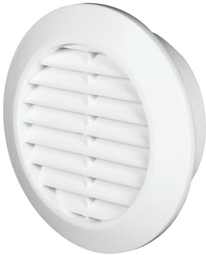 Lüftungsgitter Rund Schlitz-Gitter Abluftgitter mit Insektennetz ABS-Kunststoff Ø 90 mm Weiß (Weiß, Flansch: Ø 90 mm)