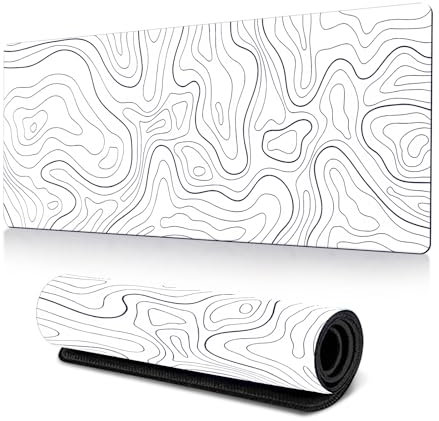 Comfivibe Tappetino Mouse XXL,Tappeto Mouse 900x400, Mouse Pad Gaming da Gioco Dal Design Liquido, Tappeto Scrivania Antiscivolo, Tappetino Mouse Gaming per Giocatori PC, Copri Scrivania (bianca)