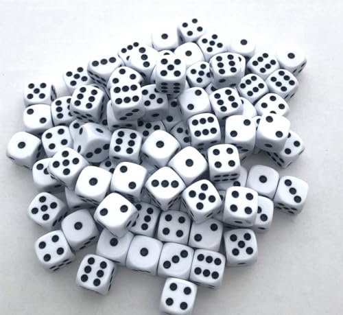 100 Stück Qualitäts Spiel Würfel Weiss Größe 16mm 1-6 Augen